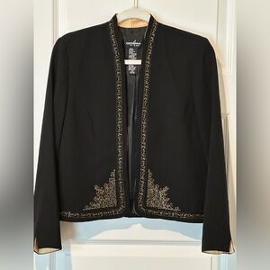Vintage Positive Attitude Black Jacket with Gold Embroidery